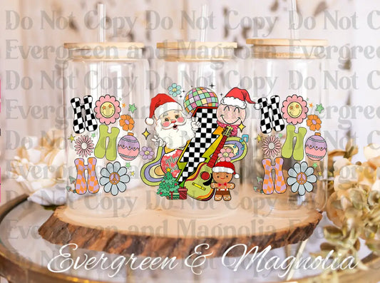 retro christmas checkered ho ho ho