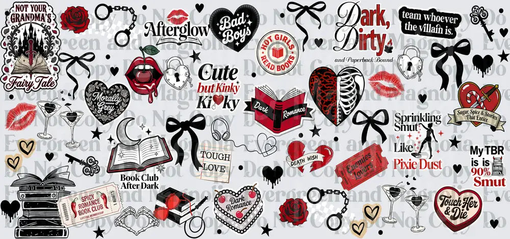Dark Romance Book Lover Quotes Gang Sheet Red Black