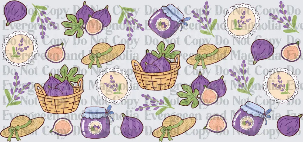 Purple Fig Harvest Lavender Jam Jar Wicker Basket Pattern