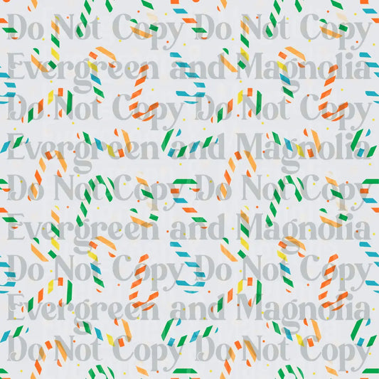 Colorful Candy Cane Seamless Pattern with Stars