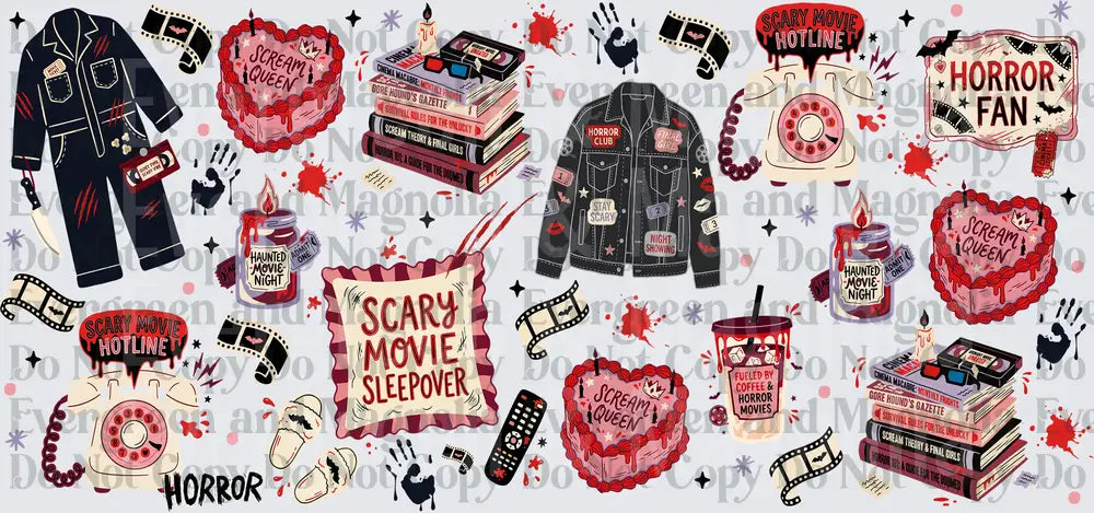 Horror Fan Scary Movie Sleepover Night Icons Sheet