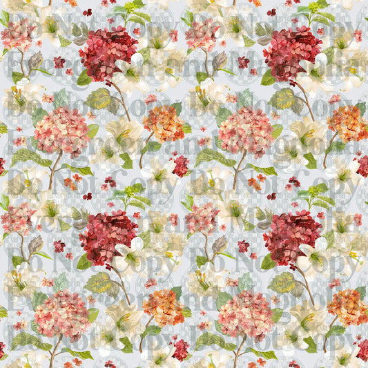 Vintage Hydrangea Floral Botanical Repeat Pattern