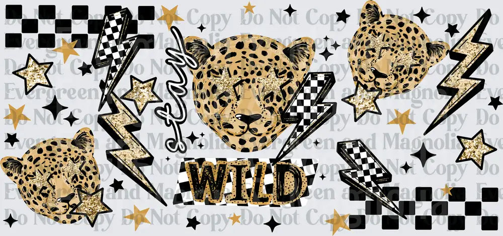 Wild Leopard Cheetah Glitter Lightning Bolt Checkered Stars