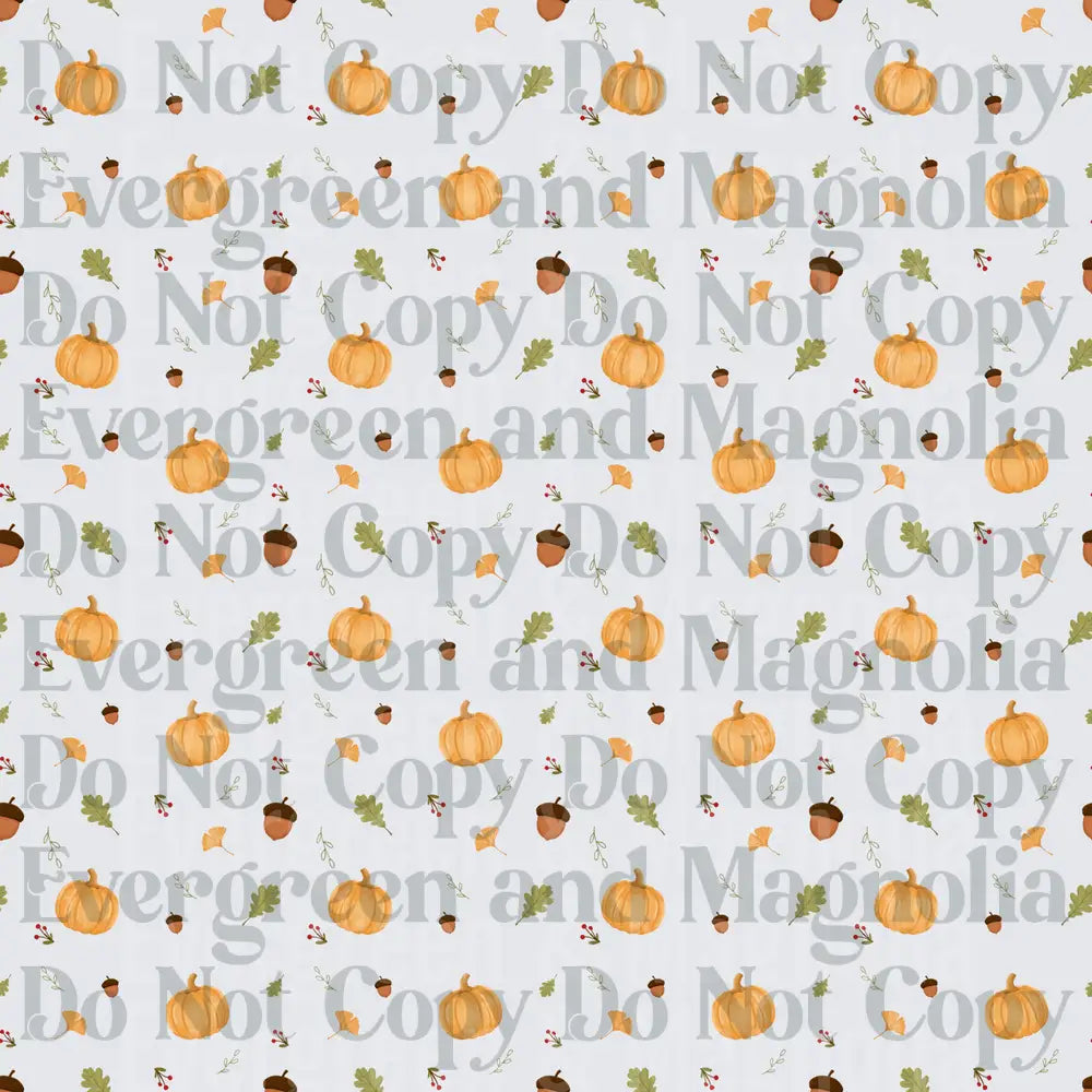 Autumn Pumpkin Acorn Leaves Berry Scatter Pattern