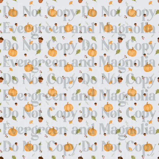 Autumn Pumpkin Acorn Leaves Berry Scatter Pattern