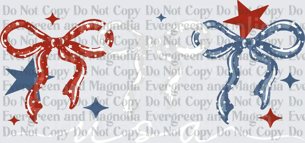 Patriotic Red White Blue Star Bows with Sparkles