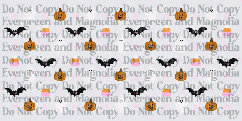 Girly Halloween Pattern Ghosts Bats Pumpkins Candy Corn