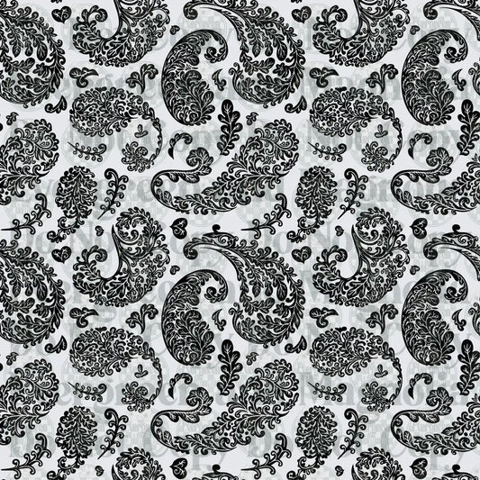 Black and White Classic Paisley Floral Pattern