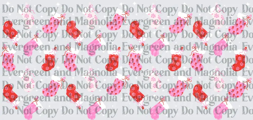 Pink and Red Floral Christmas Stockings Pattern