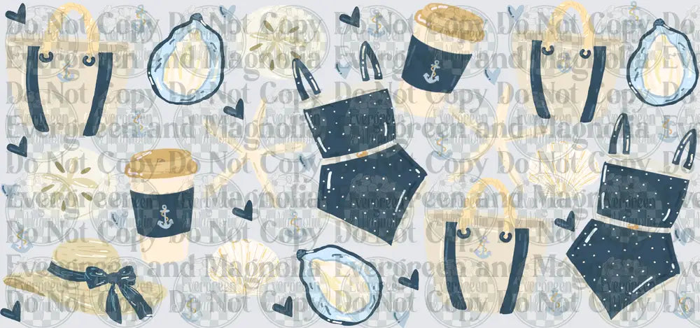 Coastal Navy Nautical Beach Essentials Pattern