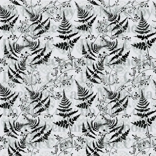 Black and White Fern Leaf Botanical Repeat Pattern
