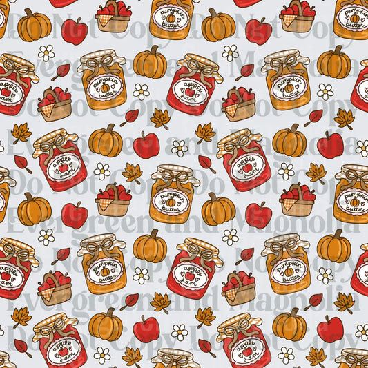 Fall Harvest Apple Jam Pumpkin Butter Jar Pattern