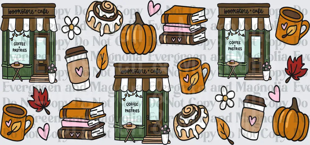 Cozy Fall Bookstore Cafe Autumn Elements