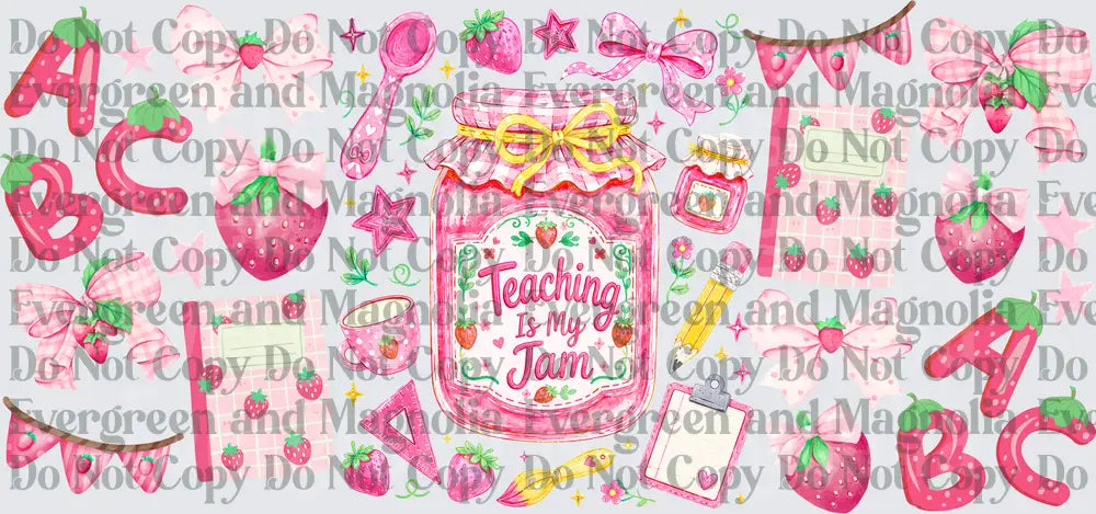 Teaching Is My Jam Strawberry Teacher Pink Bow Bundle