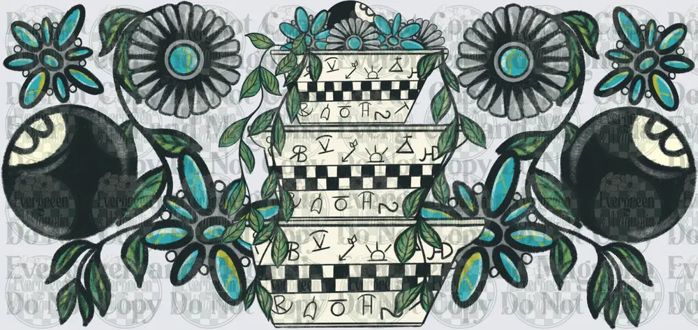 Stacked Checkered Bowls Floral Folk Art with Magic Balls
