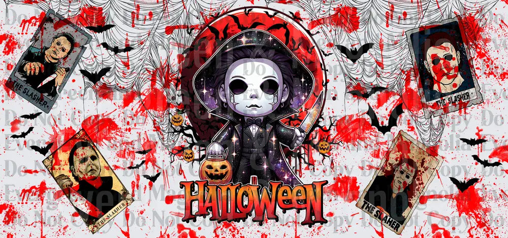 Halloween Slasher Killer Chibi Horror Cards Blood Splatter