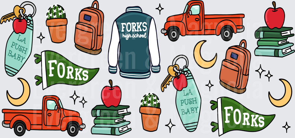 Forks High School Twilight Inspired Doodle Icon Set