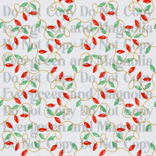 Red and Green Tangled Christmas Lights Repeat Pattern
