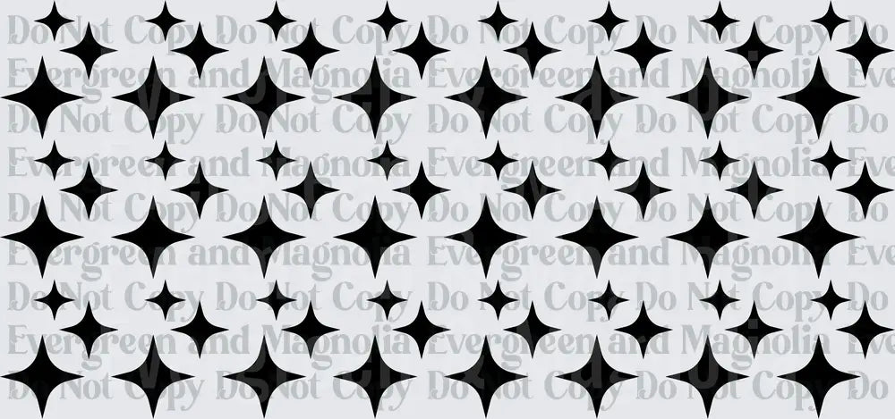 Black and White Four-Point Star Geometric Repeat Pattern