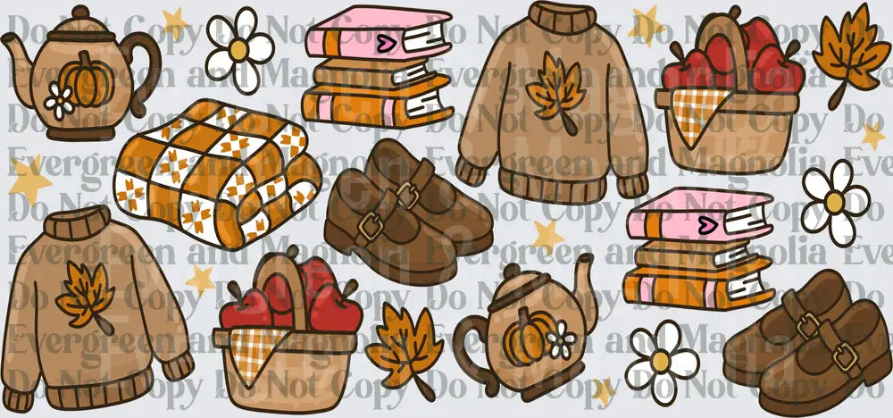 Cozy Fall Autumn Clipart Bundle Sweaters Books Teapots