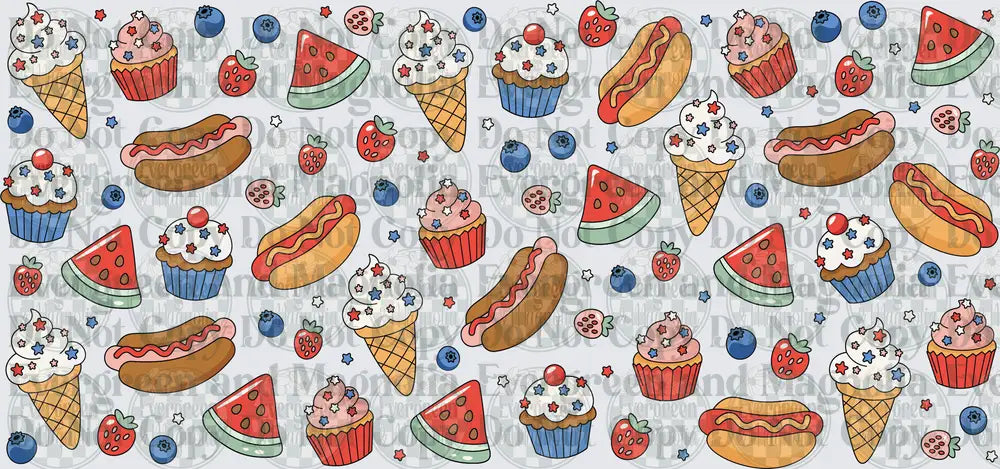 Patriotic Summer Treats Pattern Red White Blue Food