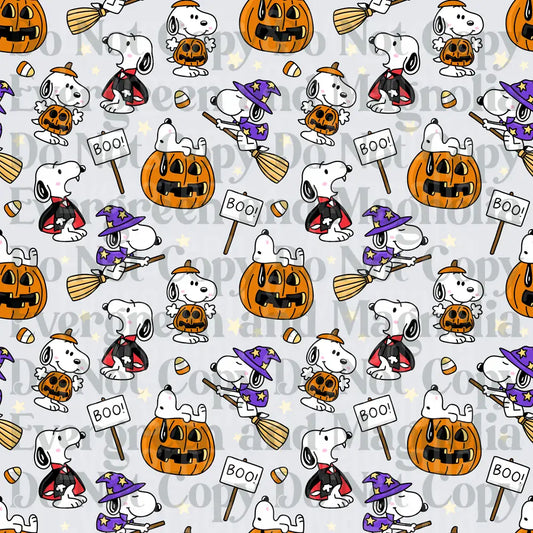 Halloween Cartoon Dog Witch Vampire Pumpkin Pattern