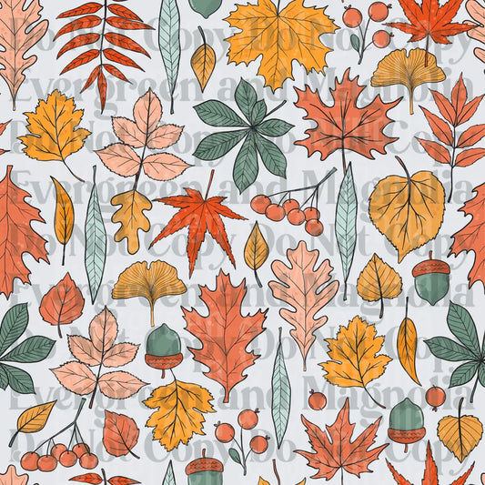 Autumn Leaves Acorns and Berries Fall Botanical Pattern