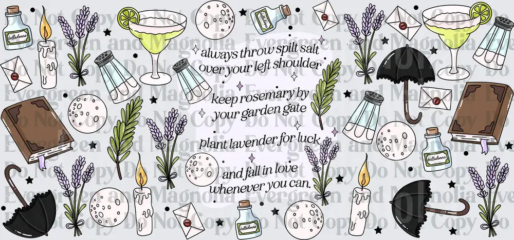 Witchy Superstitions Quote Lavender Candle Cocktail Pattern