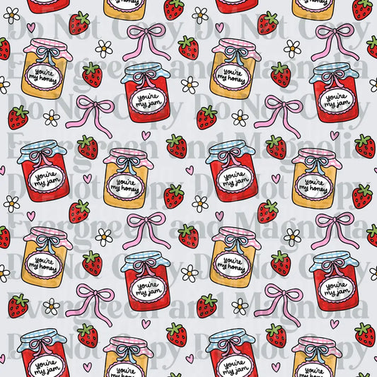 You're My Jam Honey Jar Strawberry Bow Pattern