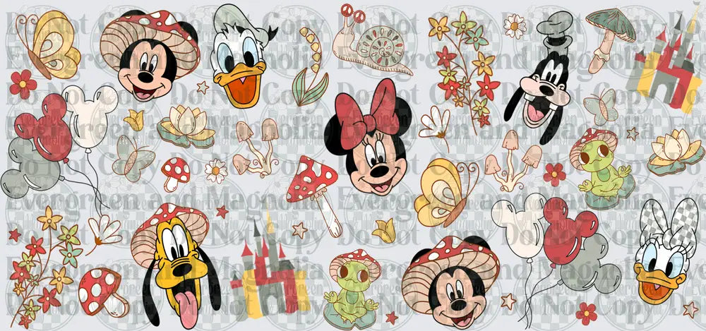 Retro Groovy Mouse Friends Mushroom Fantasy Elements