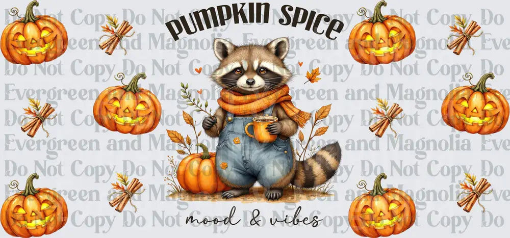 Pumpkin Spice Mood & Vibes Raccoon Fall Coffee Wrap