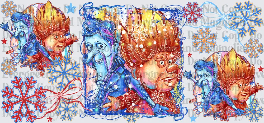 Warm Fire Boy and Cool Ice Man Holiday Snowflake Trio