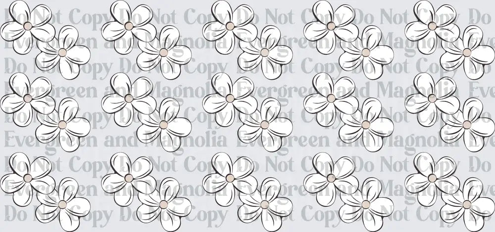 Minimalist Line Art Daisy Flowers Repeat Pattern