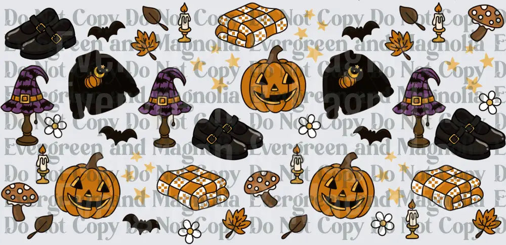 Spooky Halloween Witch Hat Pumpkin Cozy Autumn Pattern