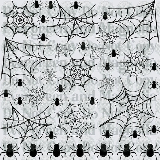 Black Spider and Cobweb Halloween Pattern Bundle