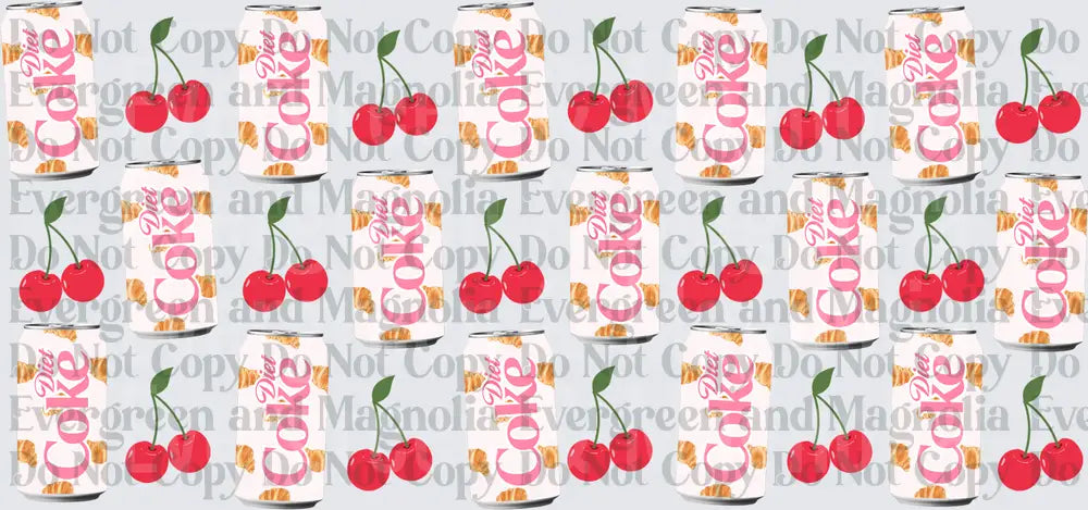 Diet Coke Cans and Cherries Repeat Pattern