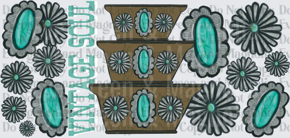 Vintage Soul Turquoise Concho Mixing Bowls Western