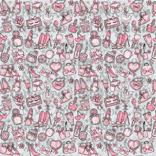 Pink Girly Fashion Beauty Accessories Pattern Collage