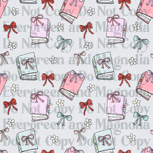 Pastel Books Bows Daisy Floral Coquette Pattern