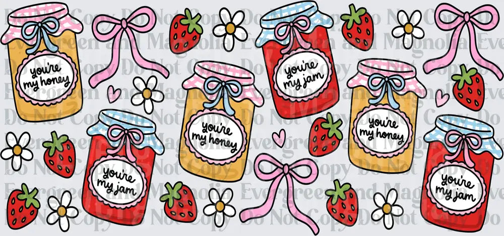 You're My Honey You're My Jam Jar Bow Strawberry Bundle