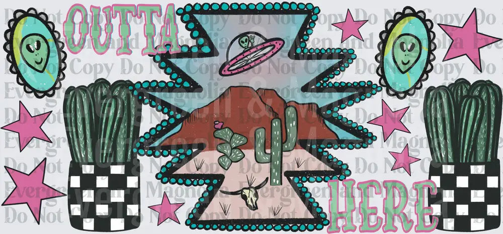 Outta Here Alien UFO Desert Southwest Bolt Design