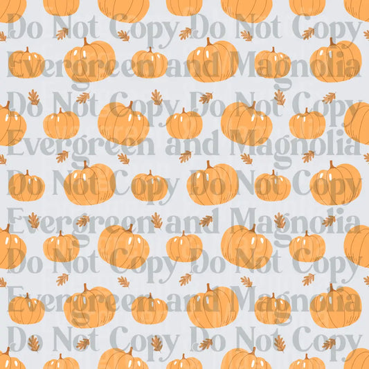 Autumn Pumpkin and Oak Leaf Repeat Pattern