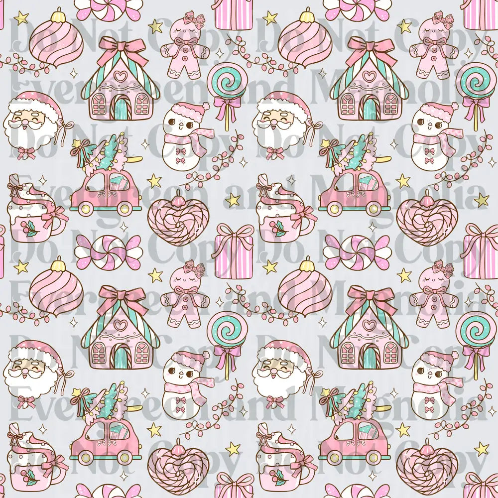 Pastel Pink Kawaii Christmas Pattern Seamless Holiday Design