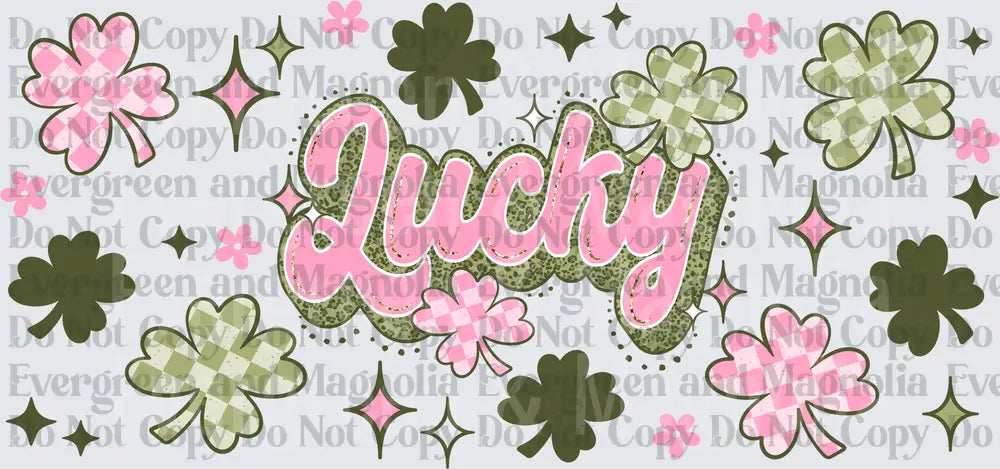 Pink and Green Lucky Script Shamrock St. Patrick's Day