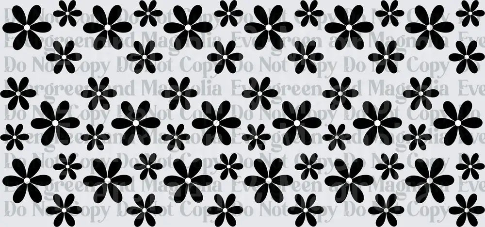 Black Retro Daisy Floral Pattern Mixed Sizes