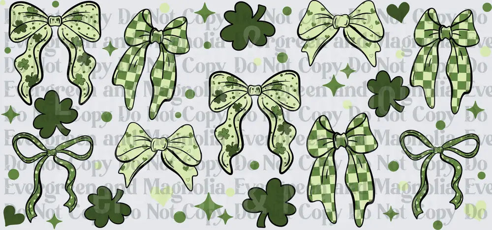 St. Patrick's Day Green Bows and Shamrocks Pattern