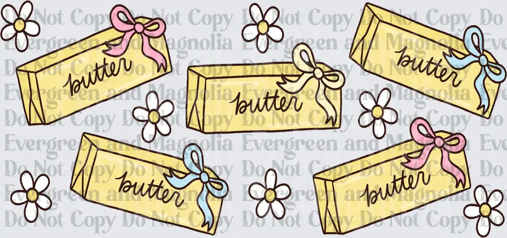 Cute Butter Sticks with Bows and Daisies Pattern