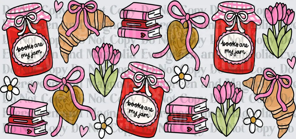 Books Are My Jam Cozy Reader Pink Floral Pattern