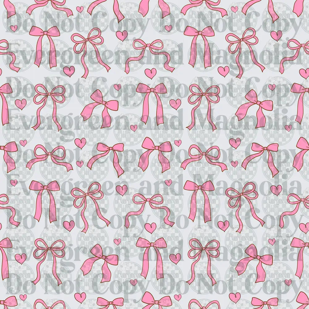 Pink Ribbon Bows and Hearts Seamless Pattern