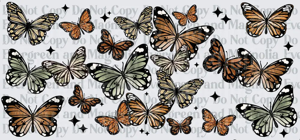 Boho Earth Tone Butterflies with Sparkle Stars Scatter